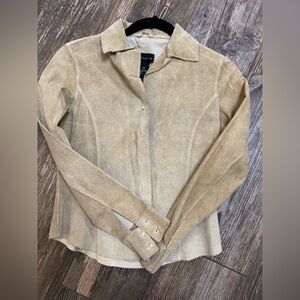 Coastal Cowgirl Suedessence Top Tan Leather Y2K Coyote Ugly